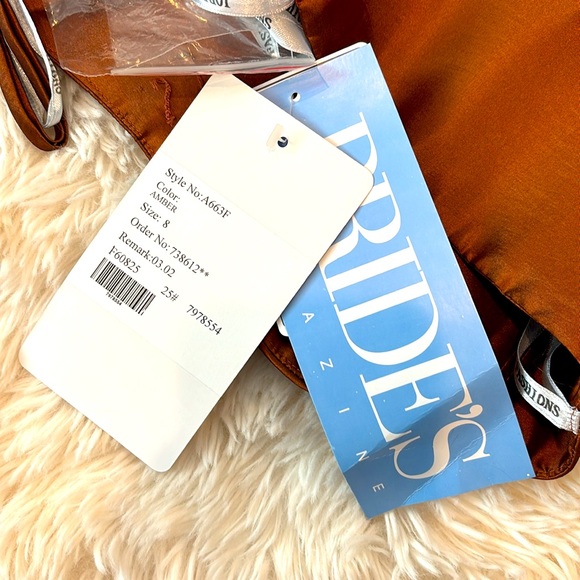 Vibrant Copper floor length gown - Size 8 - New w/ tags! - wear w/ or w/o straps - Picture 9 of 9